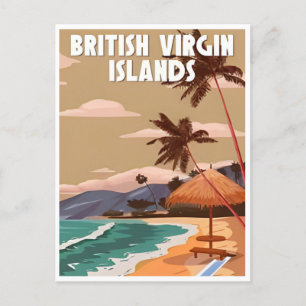 Britische Jungferninseln im Retro-Urlaub Postkarte