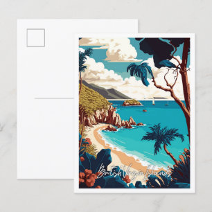 Britische Jungferninseln Vintage-Reiseillustration Postkarte