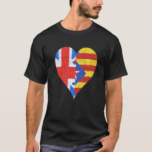 Britische Katalanische Flagge Herz T-Shirt
