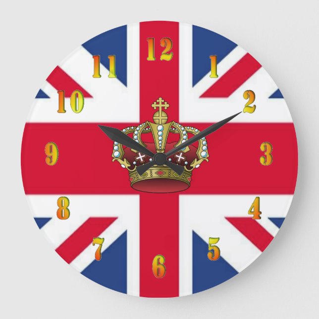 BRITISCHE Königin-Kronen-Wanduhr Große Wanduhr (Vorderseite)