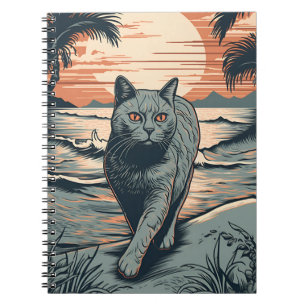 Britische Kurzhaarkatze an einem tropischen Strand Notizblock