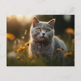 Britische Kurzkatze in Blume Meadow Postkarte