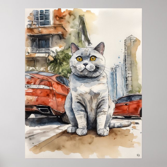 Britische Kurzkatze - Katzen Art Print Poster (Vorne)