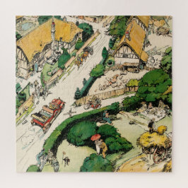 Britische Landschaft, kleines Dorf, alte Häuser Puzzle