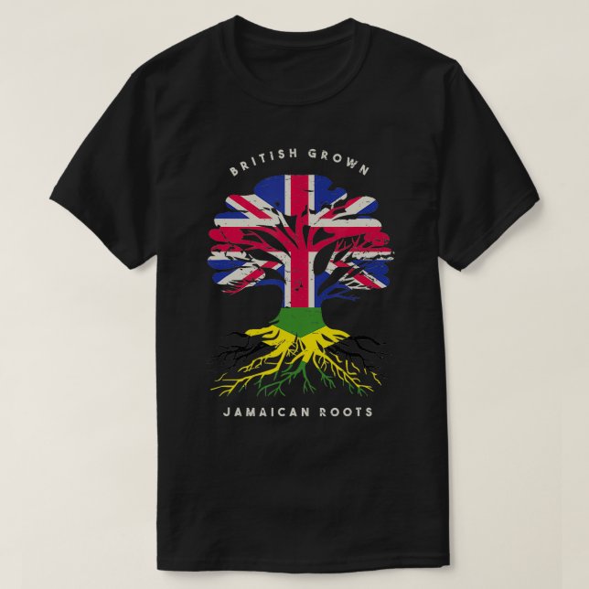 Britische Landwirtschaft mit jamaikanischen Wurzel T-Shirt (Design vorne)