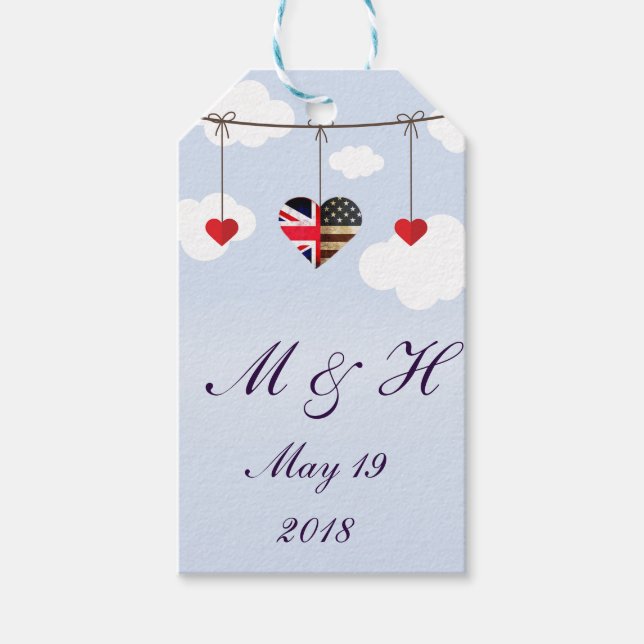 Britische Liebe Hearts Königliche Hochzeit Geschenkanhänger (Vorderseite)