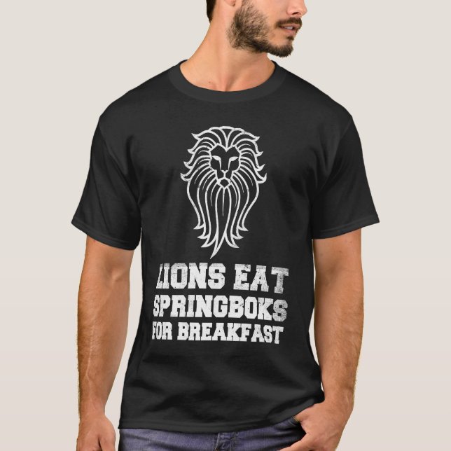 Britische Löwen Rugby Fan Lions essen Springboks f T-Shirt (Vorderseite)