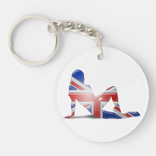 Britische Mädchen-Silhouette-Flagge Schlüsselanhänger