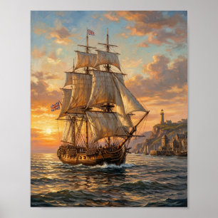 Britische maritime Tall Ship Sloops I Poster