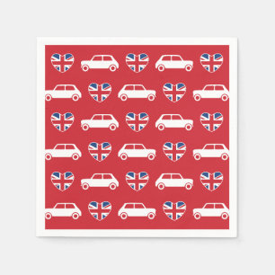Britische Mini Cooper-Herzen - rote Serviette