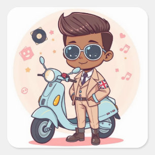 Britische Mod Quadratischer Aufkleber