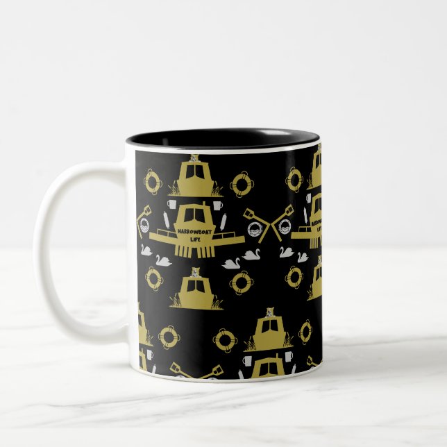 Britische Narrowboat-Geschenke Zweifarbige Tasse (Links)