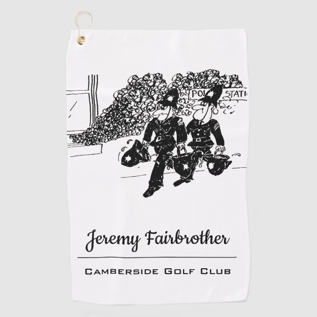 Britische Polizei, die Wasser in Helmets transport Golfhandtuch (Vorderseite)