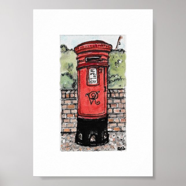 Britische Postbox Original-Malerei Poster (Vorne)