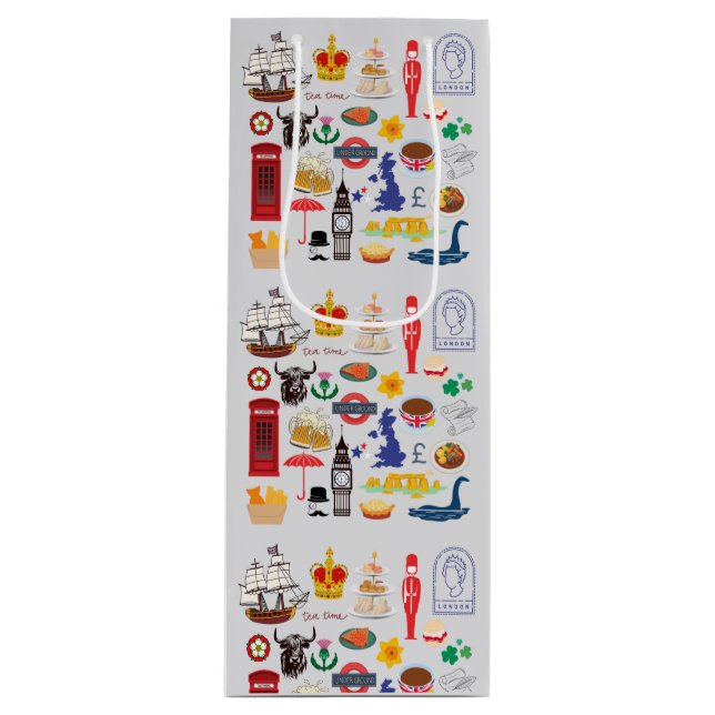 Britische Symbole Geschenktüte Für Weinflaschen (Vorderseite)