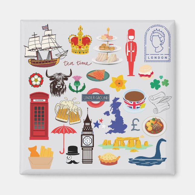 Britische Symbole Magnet (Vorne)