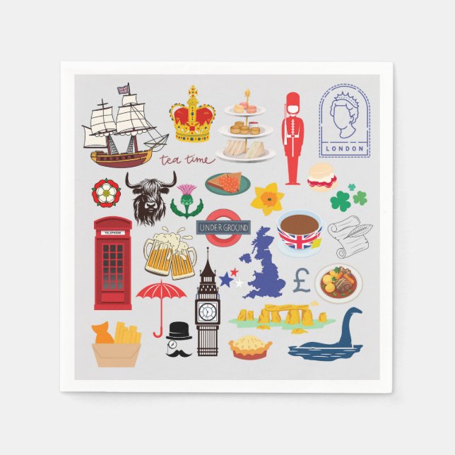 Britische Symbole Serviette (Vorderseite)