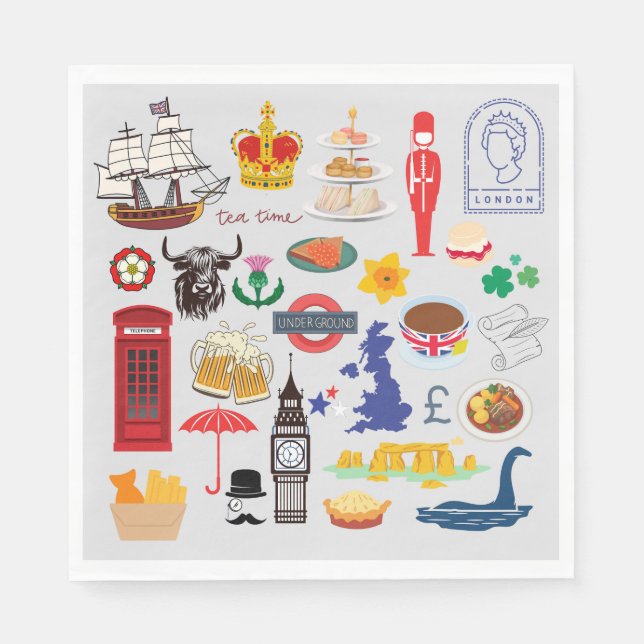 Britische Symbole Serviette (Vorderseite)