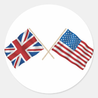 Britische und amerikanische Flagge Runder Aufkleber