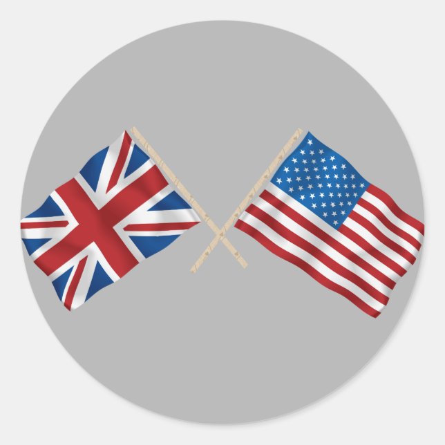 Britische und amerikanische Flagge Runder Aufkleber (Vorderseite)