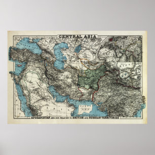 Britische und russische Gebiete Afghanistans Poster