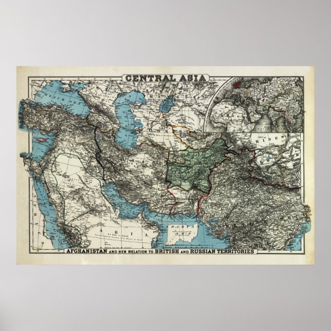 Britische und russische Gebiete Afghanistans Poster (Vorne)