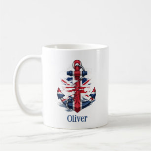 Britische Union Jack Anker mit Wellen - Nautisch Kaffeetasse