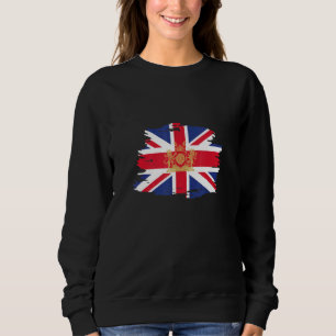 Britische Union Jack Flagge mit königlichem Wappen Sweatshirt