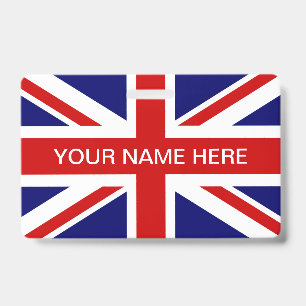 Britische Union Jack-Flagge personalisierter Name Ausweis