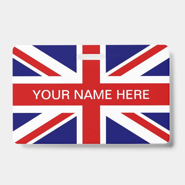 Britische Union Jack-Flagge personalisierter Name Ausweis (Vorderseite)