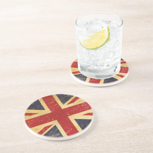 Britische Union Jack Flagge Vintage Grunge Unterse Getränkeuntersetzer