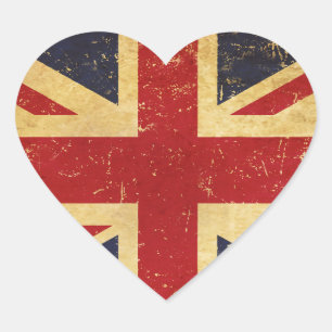 Britische Union Jack Flagge Vintage Herz-Aufkleber