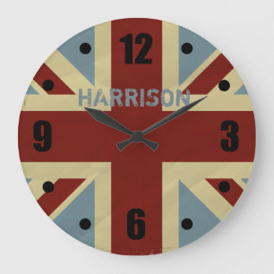 Britische Union Jack Grunge-Flagge Große Wanduhr