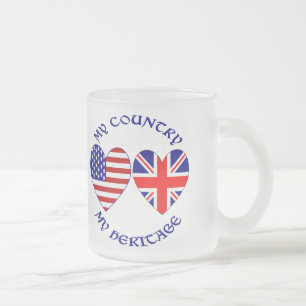 Britische USA-Herzflaggen Land Erbe Mattglastasse