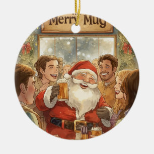 Britische Weihnachtsfeier Santa im Pub Keramik Ornament