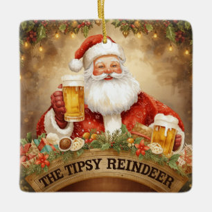 Britische Weihnachtsfeier Santa im Pub Keramikornament