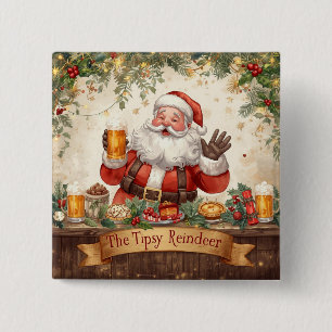 Britische Weihnachtsfeier Santa in der Kneipe Button