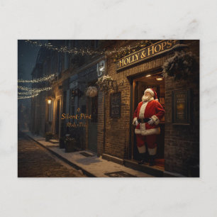 Britische Weihnachtskarte mit Santa Claus im Pub Feiertagspostkarte