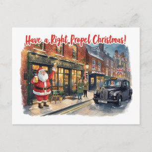 Britische Weihnachtskarte mit Santa Claus im Pub Feiertagspostkarte