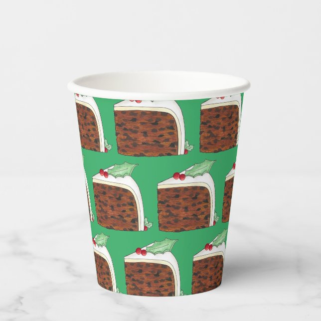 Britische Weihnachtskuchen Feiertage Essen Pappbecher (Vorderseite)