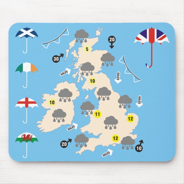BRITISCHE Wettervorhersage-Karte Mousepad (Vorne)