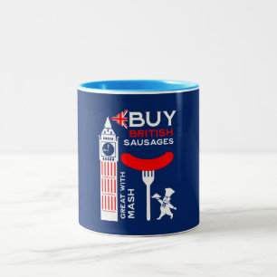 Britische Wurst und Mashküche Zweifarbige Tasse