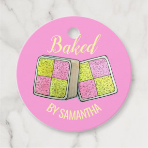 Britischer Battenberg Marzipan Schwammkuchen gebac Geschenkanhänger