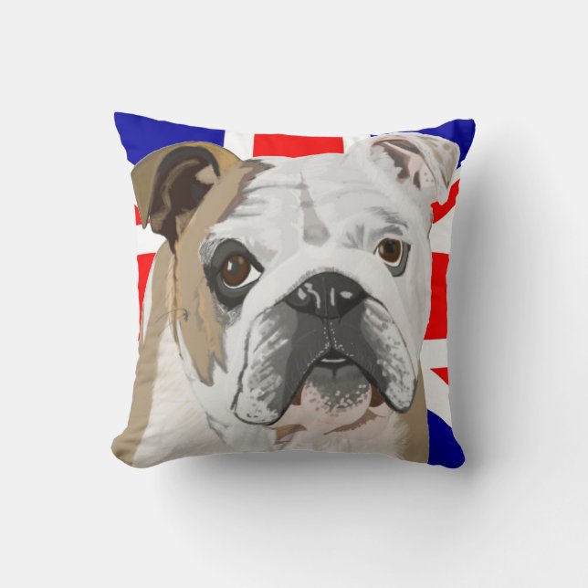 Britischer Bulldog mit Union Jack überarbeitet Kissen (Vorderseite)
