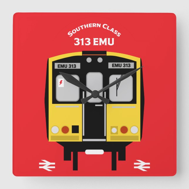 Britischer Eisenbahntrainingsenthusiast Quadratische Wanduhr (Vorderseite)
