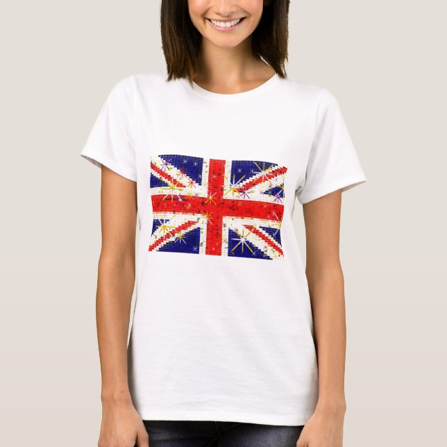 BRITISCHER Flagge Glitz-Glamour T-Shirt (Vorderseite)