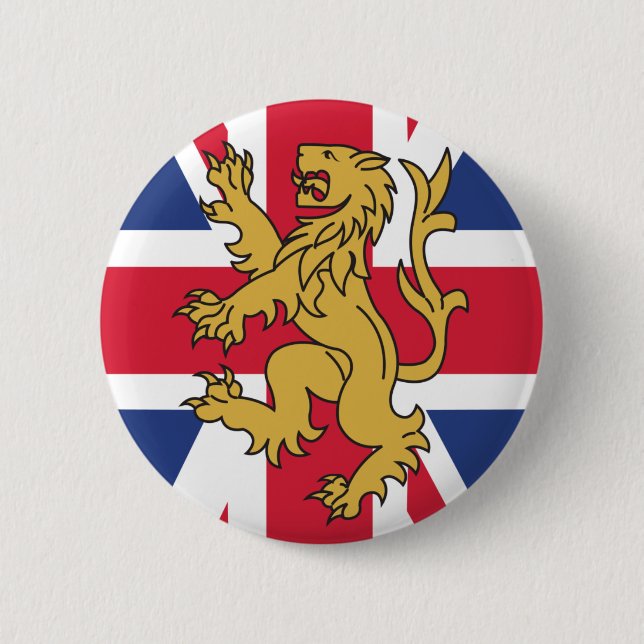 BRITISCHER Flaggen-Löwe Button (Vorderseite)