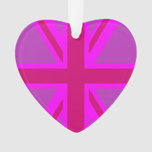 Britischer Flaggenhintergrund von Hot Pink Union J Ornament