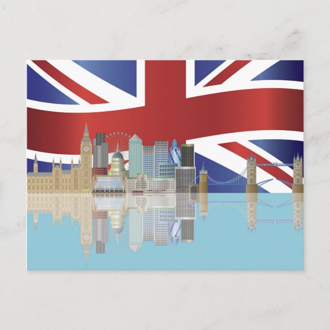 BRITISCHER LondonSkyline mit Postkarte (Vorderseite)