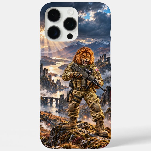 Britischer Löwe Tactical Warrior iPhone 16 Pro Max Case-Mate iPhone Hülle (Rückseite)